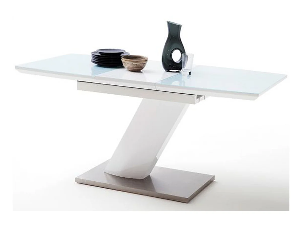 Table extensible design coloris blanc brillant - L.120-160 x H.76 x P.80 cm