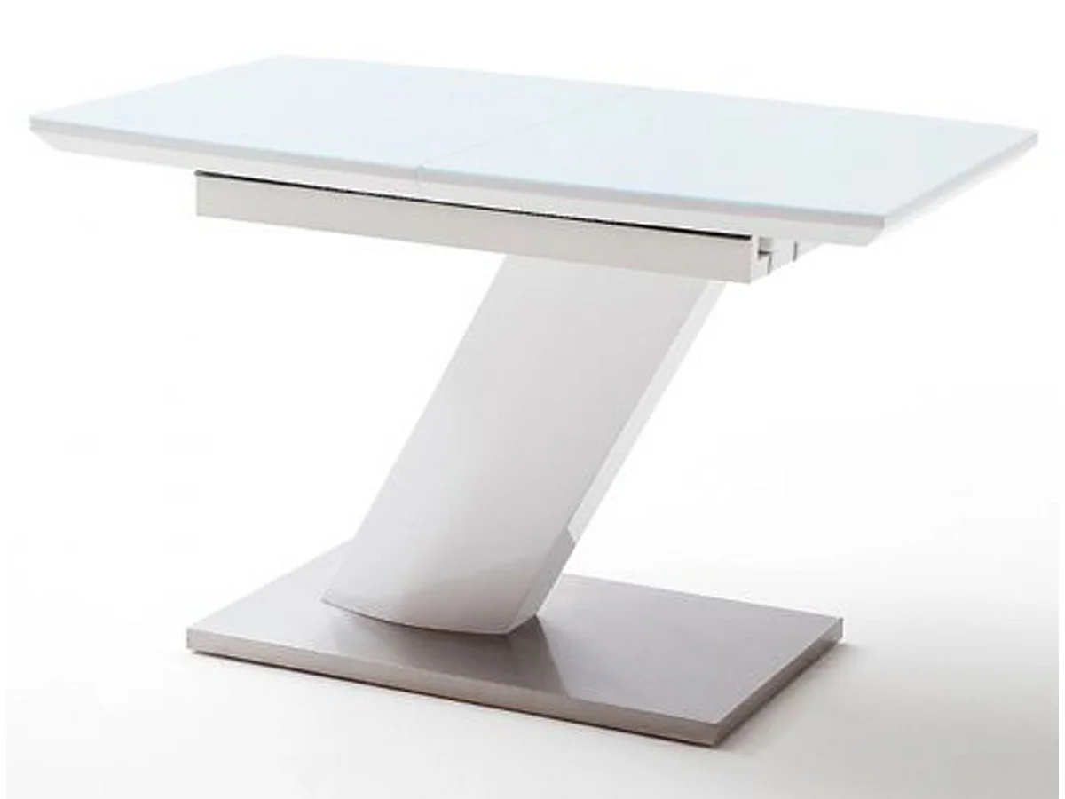 Table extensible design coloris blanc brillant - L.120-160 x H.76 x P.80 cm