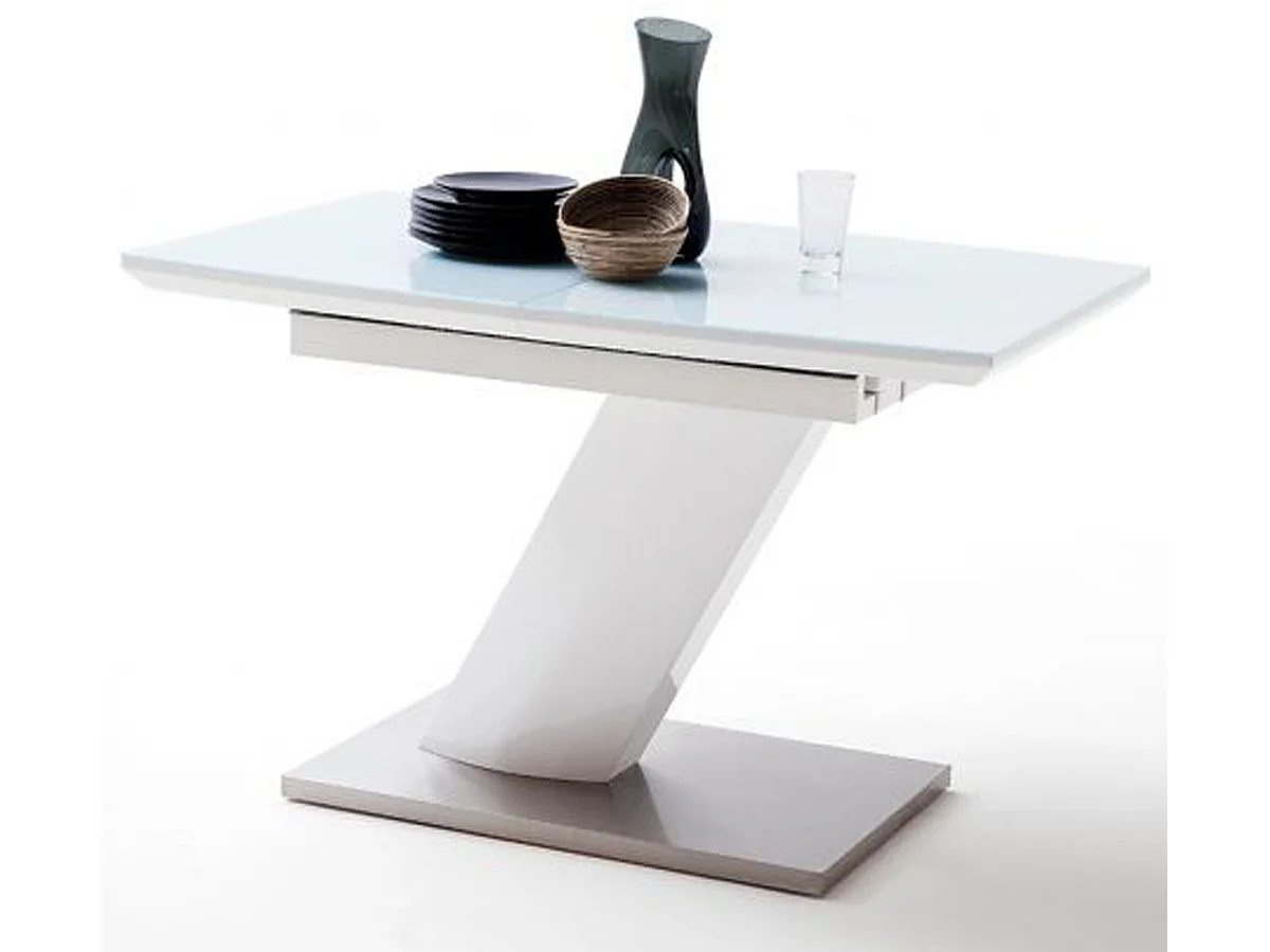 Table extensible design coloris blanc brillant - L.120-160 x H.76 x P.80 cm