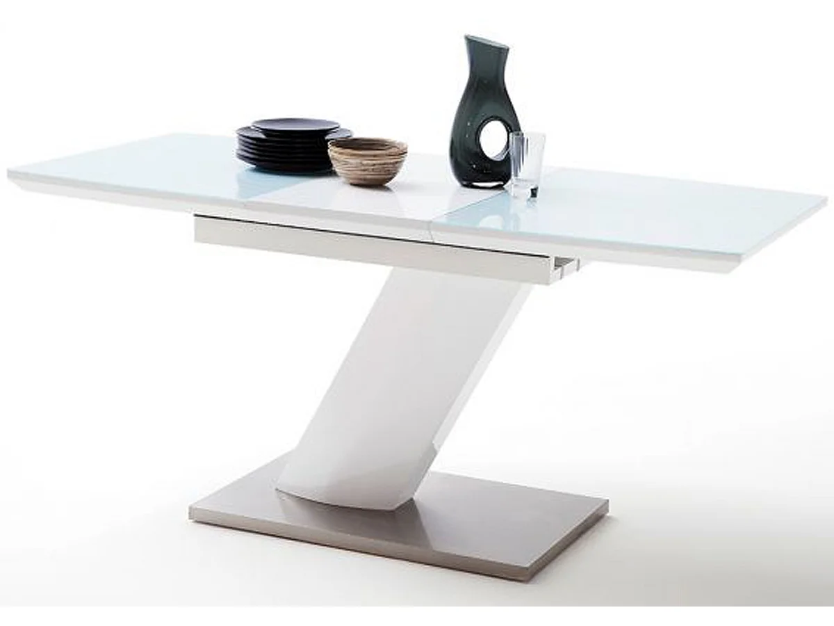 Table extensible design coloris blanc brillant - L.120-160 x H.76 x P.80 cm