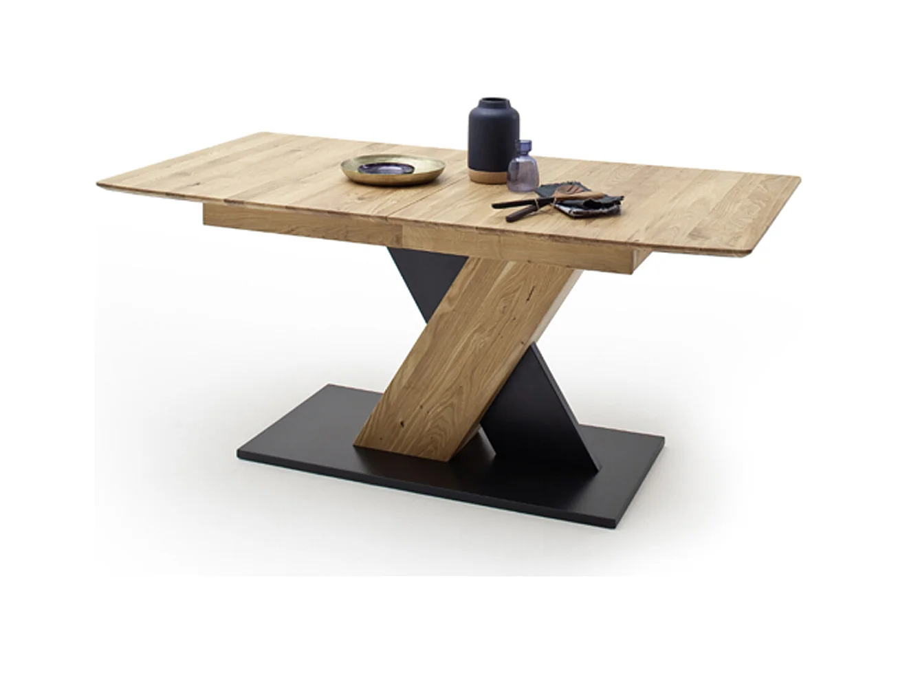 Table à manger extensible en chêne sauvage - L.180-225 x H.77 x P.90 cm