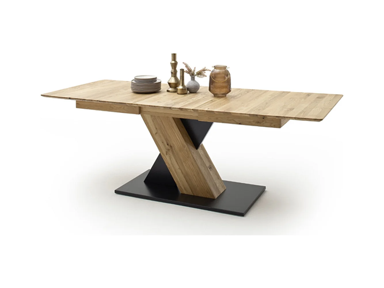 Table à manger extensible en chêne sauvage - L.180-225 x H.77 x P.90 cm
