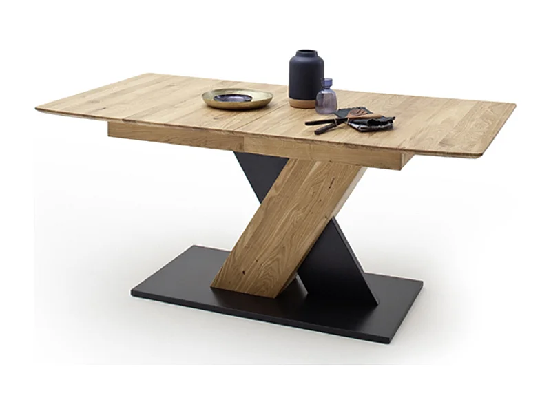Table à manger extensible en chêne sauvage - L.140-185 x H.77 x P.90 cm