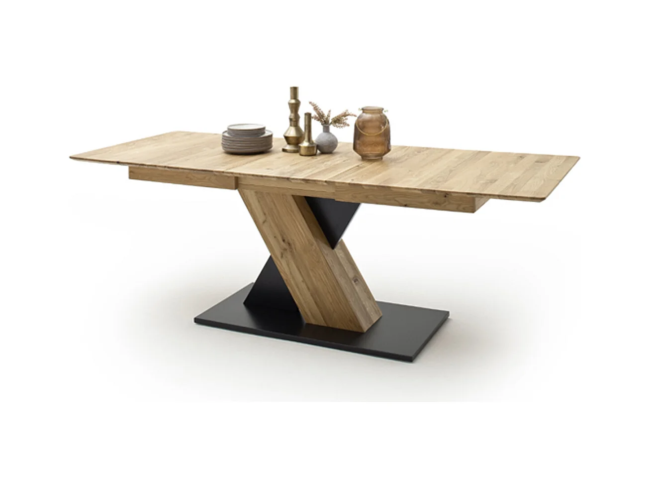 Table à manger extensible en chêne sauvage - L.140-185 x H.77 x P.90 cm