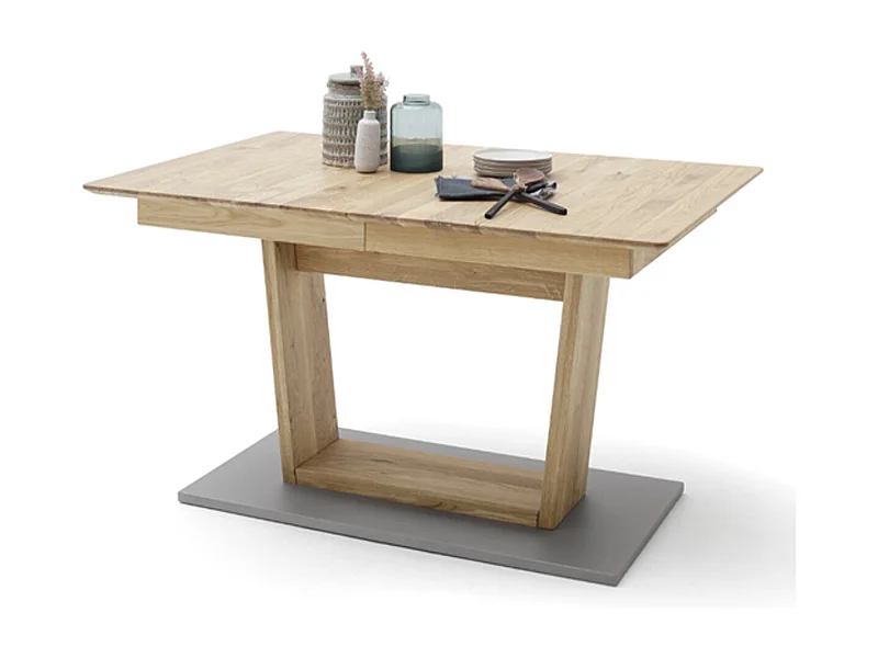 Table à manger / table repas extensible en chêne sauvage / noir - L.140-185 x H.77 x P.90 cm