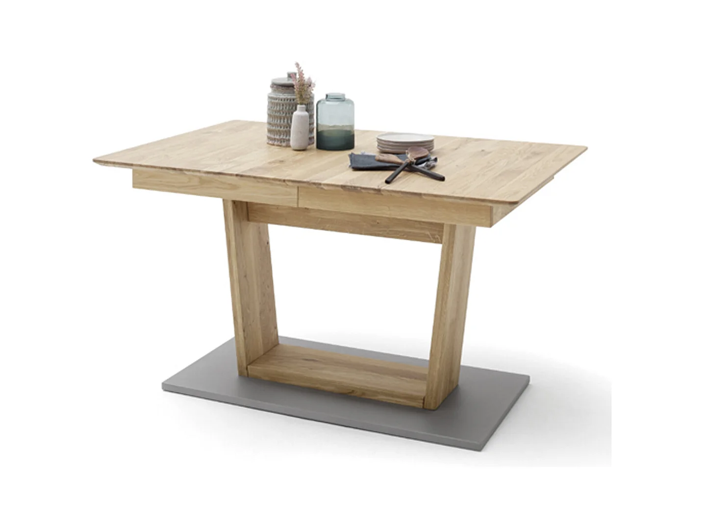 Table à manger / table repas extensible en chêne sauvage / noir - L.140-185 x H.77 x P.90 cm