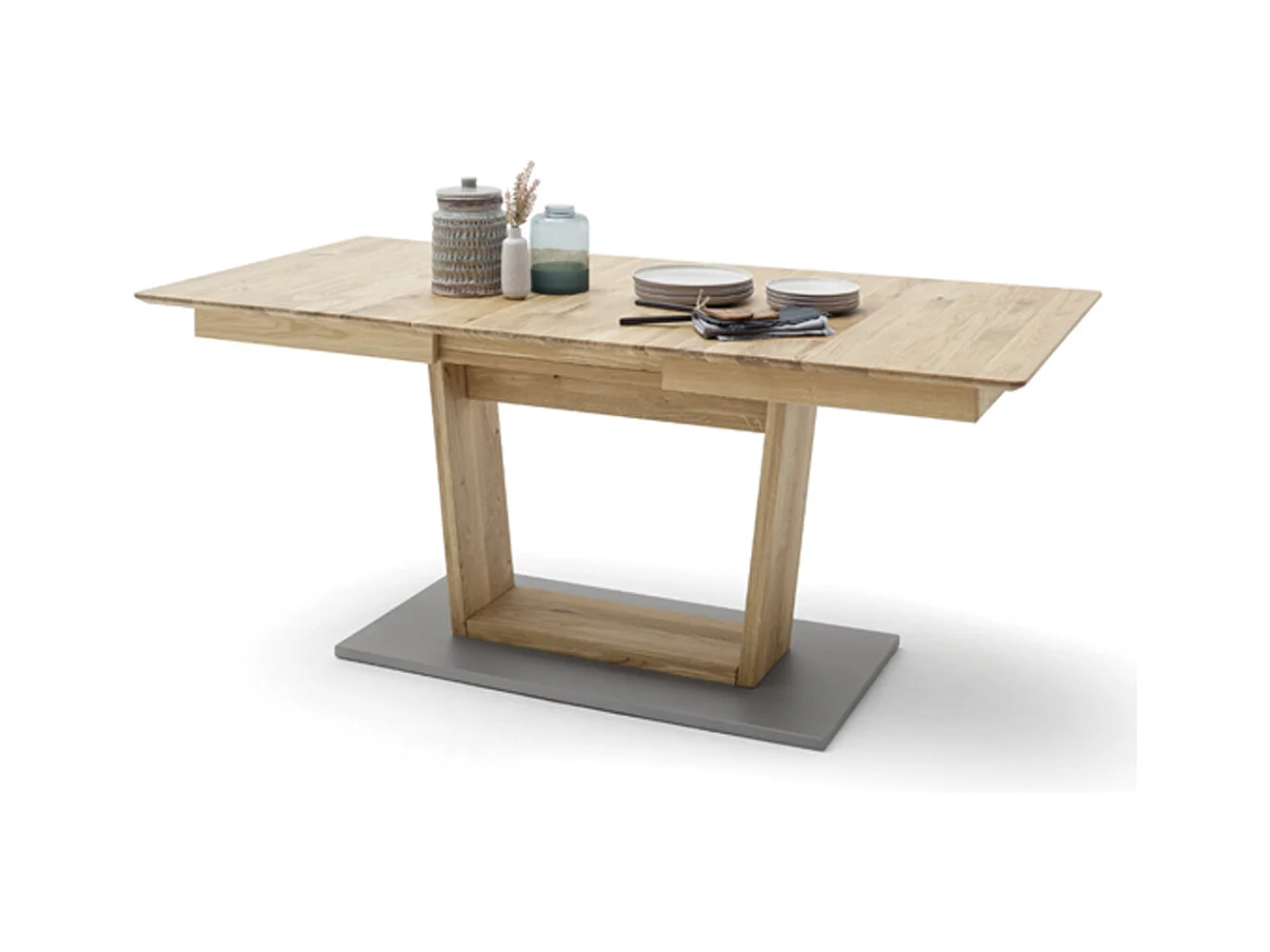 Table à manger / table repas extensible en chêne sauvage / noir - L.140-185 x H.77 x P.90 cm