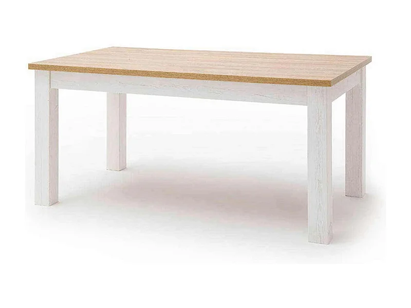 Table à manger extensible en bois coloris blanc / chêne - L.160 x H.77 x P.90 cm