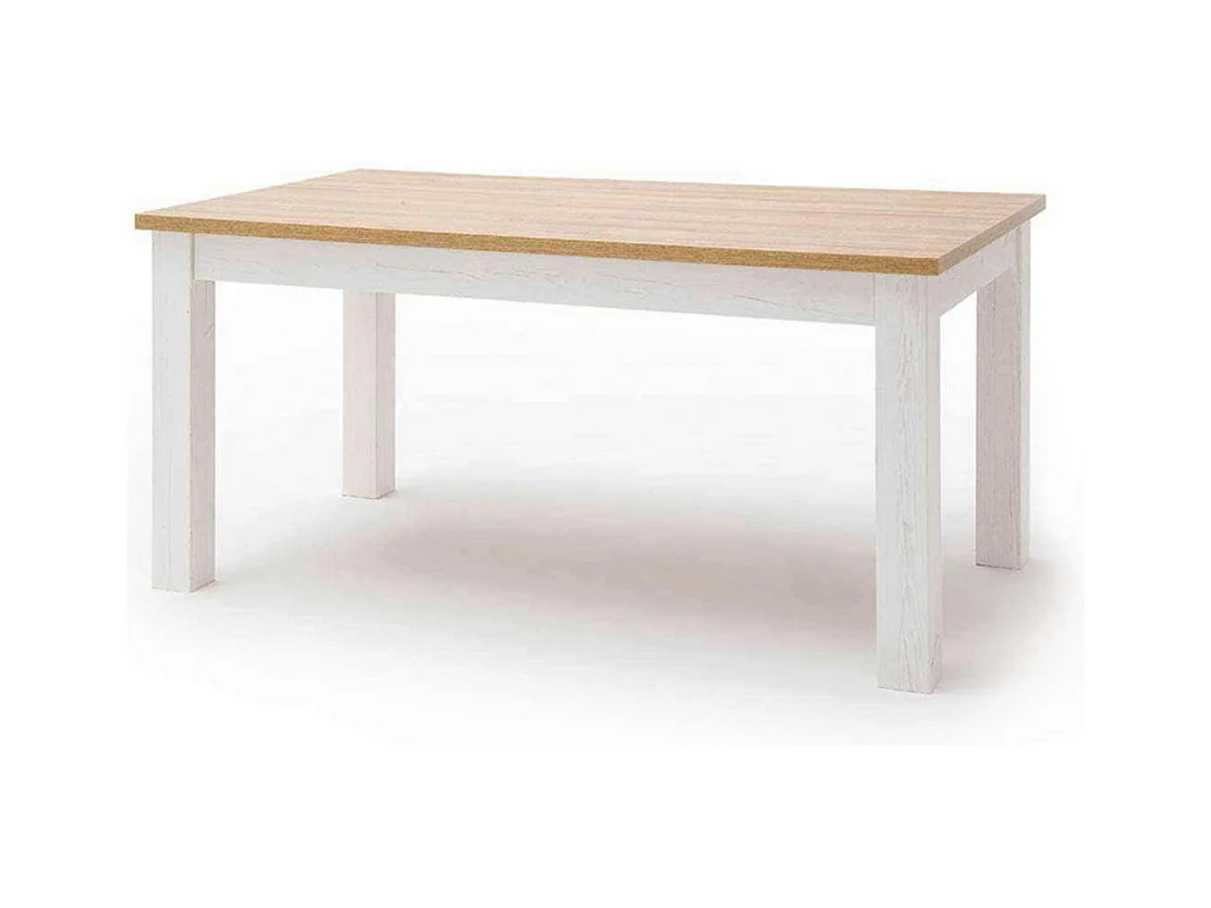 Table à manger extensible en bois coloris blanc / chêne - L.160 x H.77 x P.90 cm