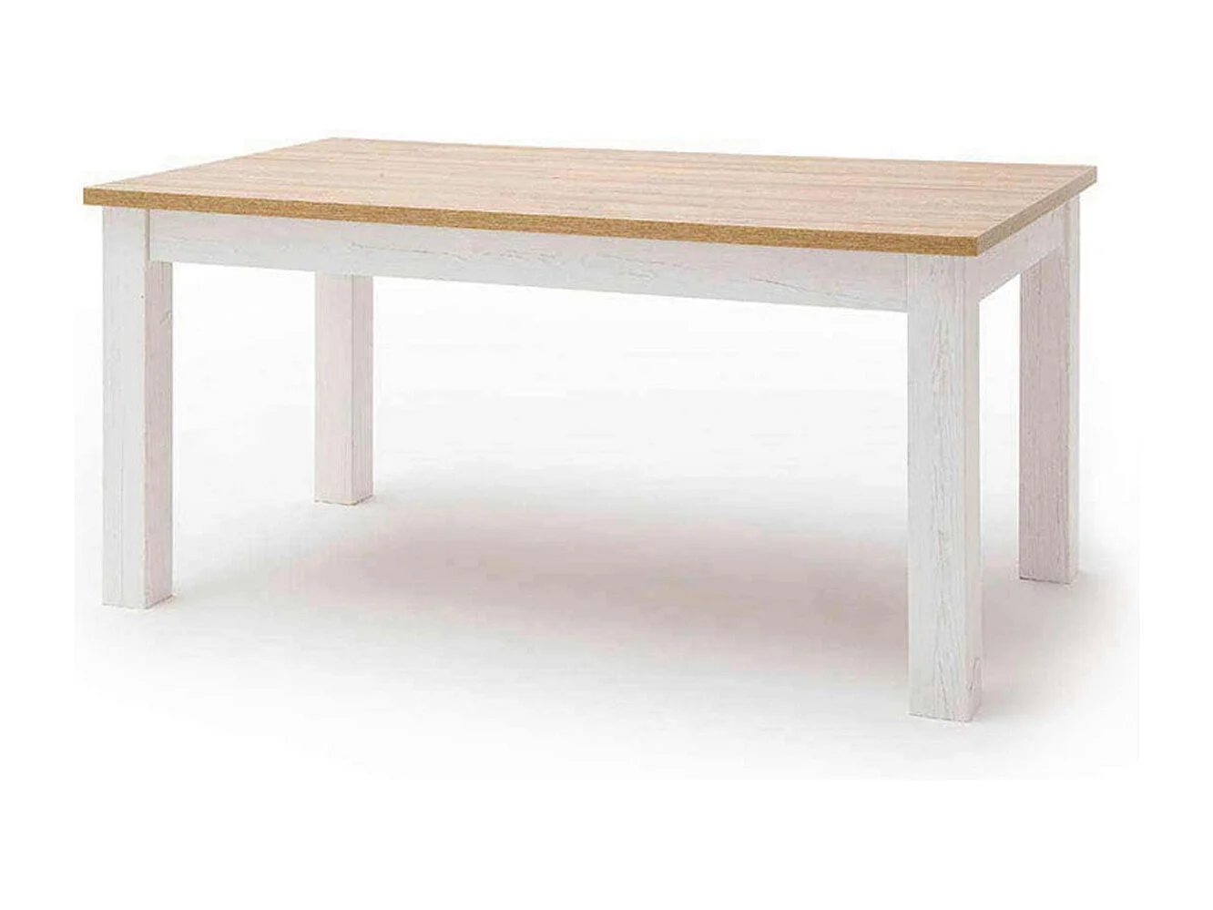 Table à manger extensible en bois coloris blanc / chêne - L.160 x H.77 x P.90 cm