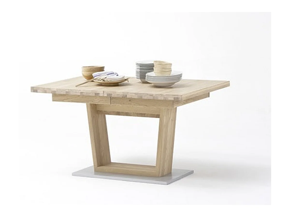Table à manger extensible en bois finiton chêne blanchi - L.140-220 x H.77 x P.90 cm