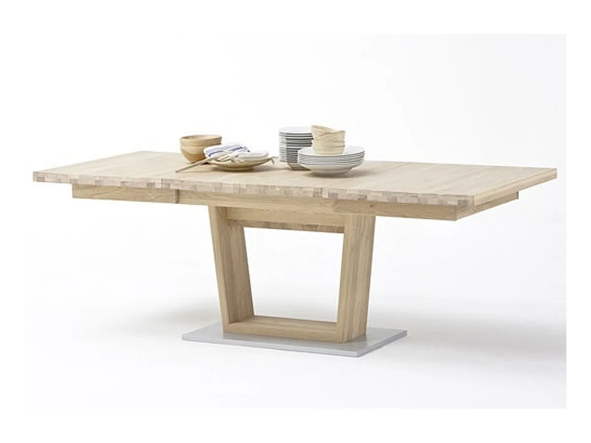 Table à manger extensible en bois finiton chêne blanchi - L.140-220 x H.77 x P.90 cm