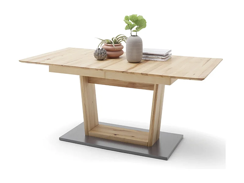 Table à manger extensible en hêtre massif huilé / gris - L.180-225 x H.77 x P.90 cm