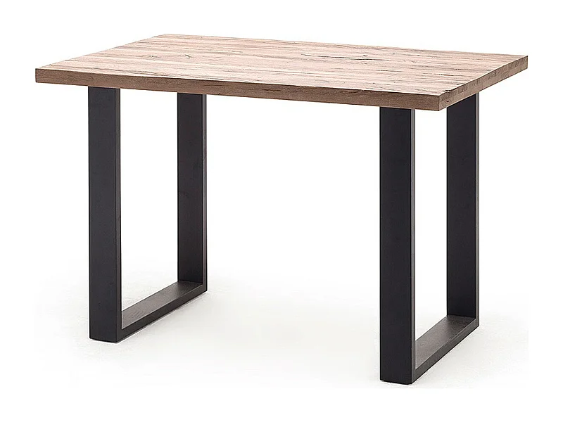 Table haute en chêne cérusé et métal laqué anthracite - Longueur 160 x Hauteur 107 x Profondeur 100 cm