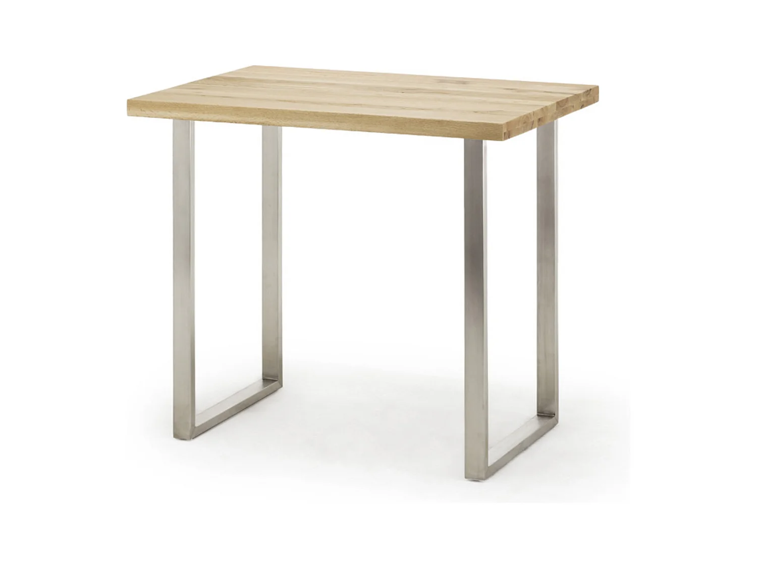 Table de bar coloris chêne sauvage / pieds en acier brossé inoxydable - Longueur 120 x Hauteur 107 x Profondeur 80 cm