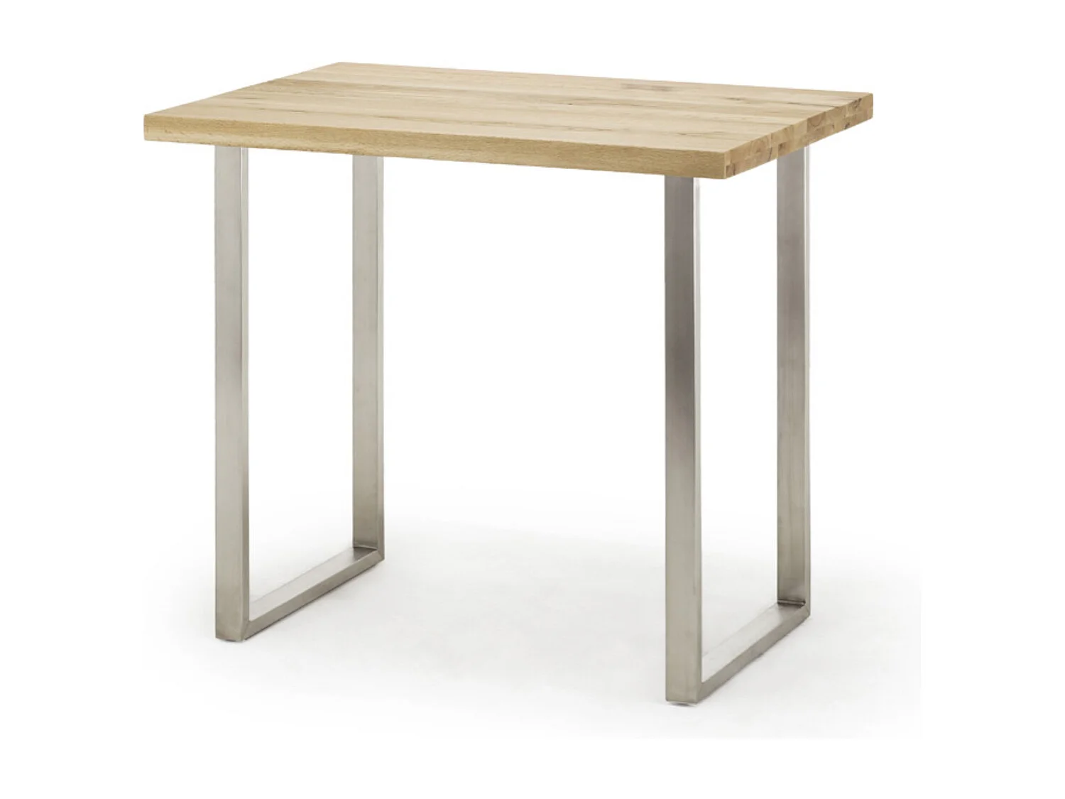 Table de bar coloris chêne sauvage / pieds en acier brossé inoxydable - Longueur 120 x Hauteur 107 x Profondeur 80 cm