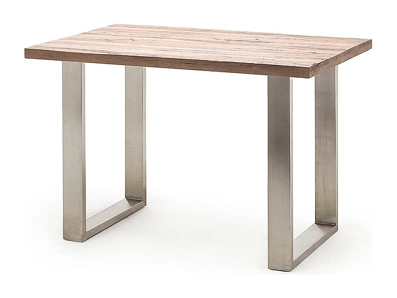 Table haute en acier et chêne cérusé - Longueur 160 x Hauteur 107 x Profondeur 100 cm