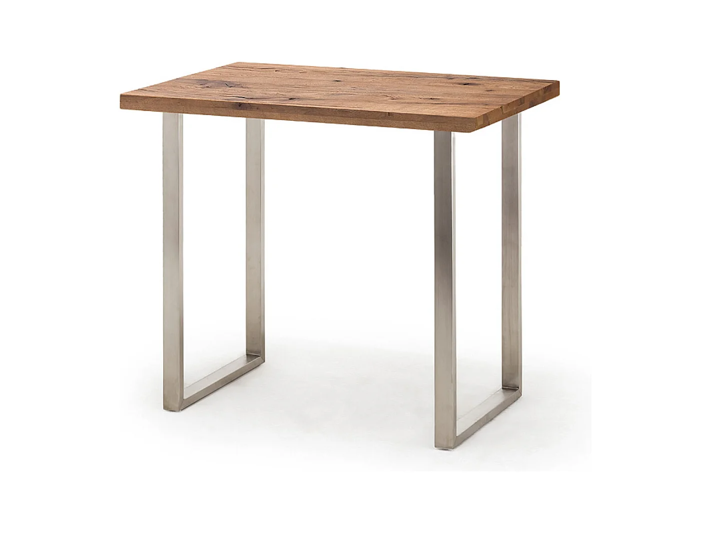 Table de bar coloris chêne bassano / pieds en acier brossé inoxydable - Longueur 120 x Hauteur 95 x Profondeur 80 cm