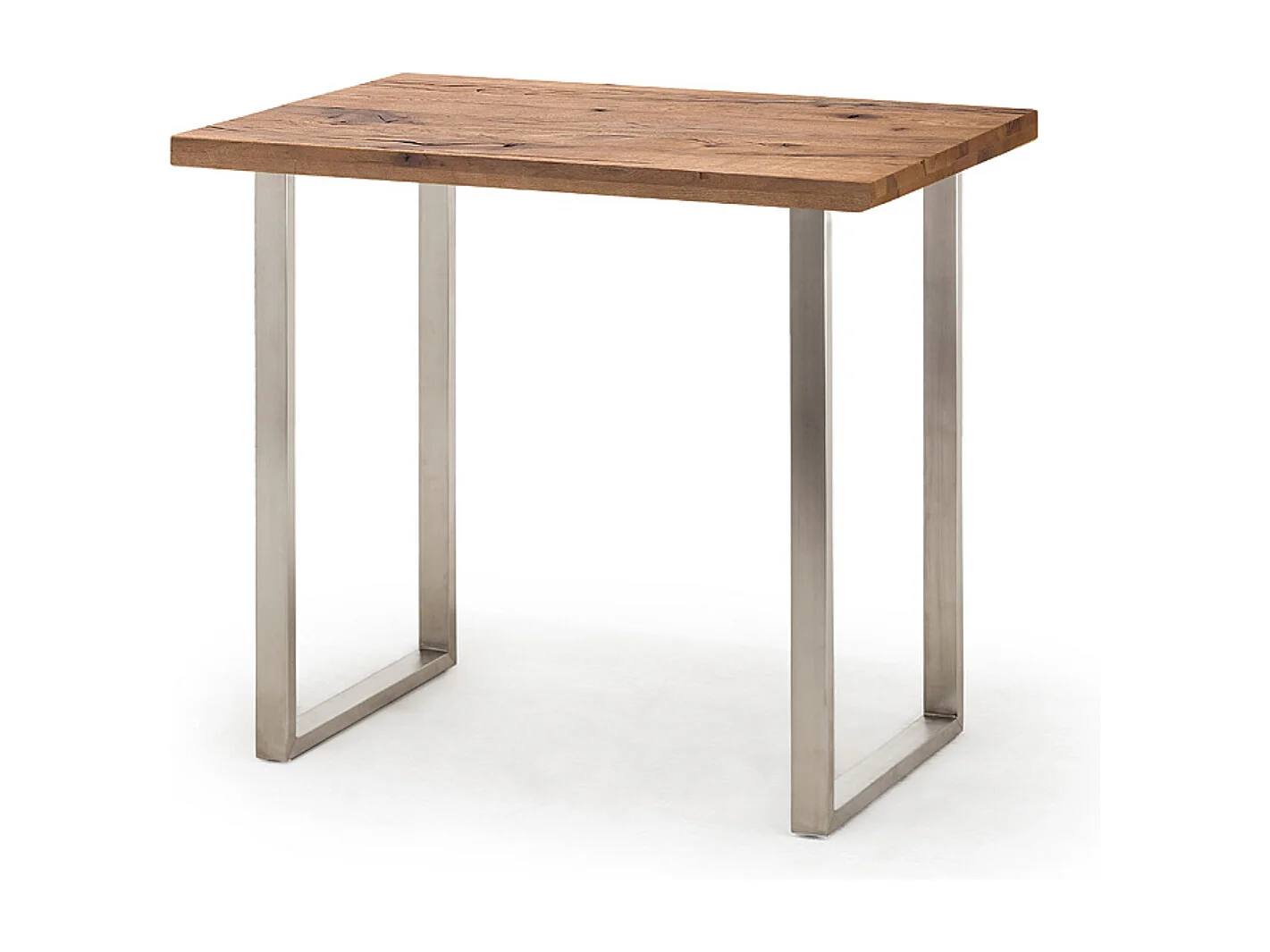 Table de bar coloris chêne bassano / pieds en acier brossé inoxydable - Longueur 120 x Hauteur 95 x Profondeur 80 cm