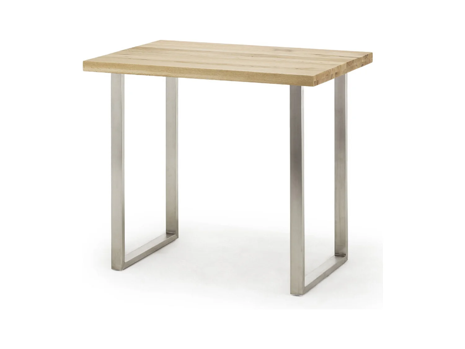 Table de bar coloris chêne sauvage / pieds en acier brossé inoxydable - Longueur 120 x Hauteur 95 x Profondeur 80 cm