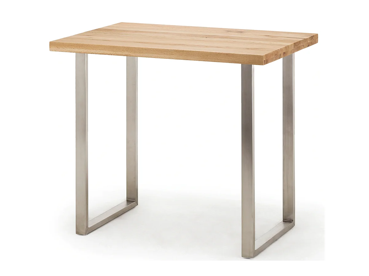 Table haute en acier et chêne sauvage - Longueur 120 x Hauteur 107 x Profondeur 80 cm