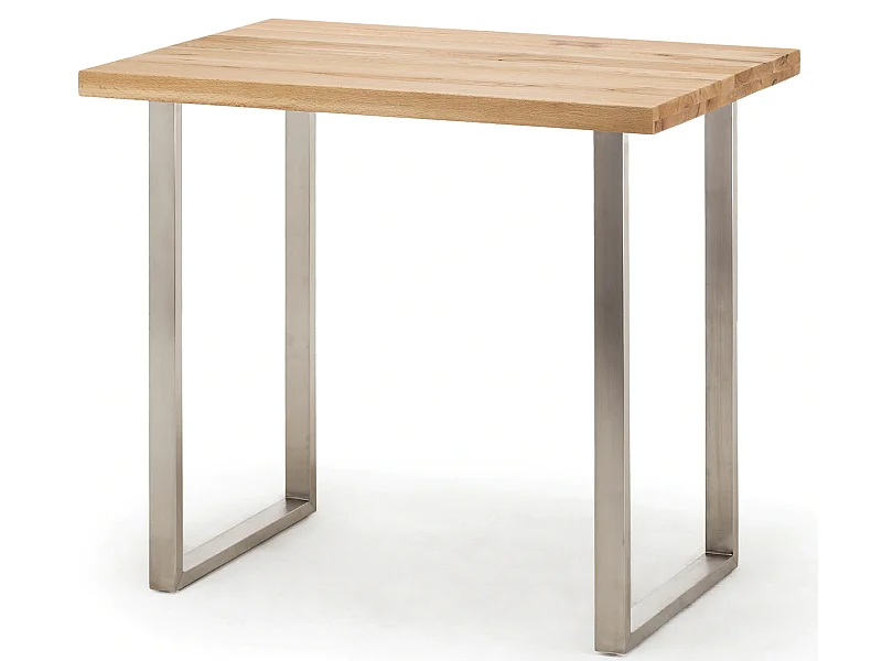 Table haute en acier et chêne sauvage - Longueur 120 x Hauteur 107 x Profondeur 80 cm