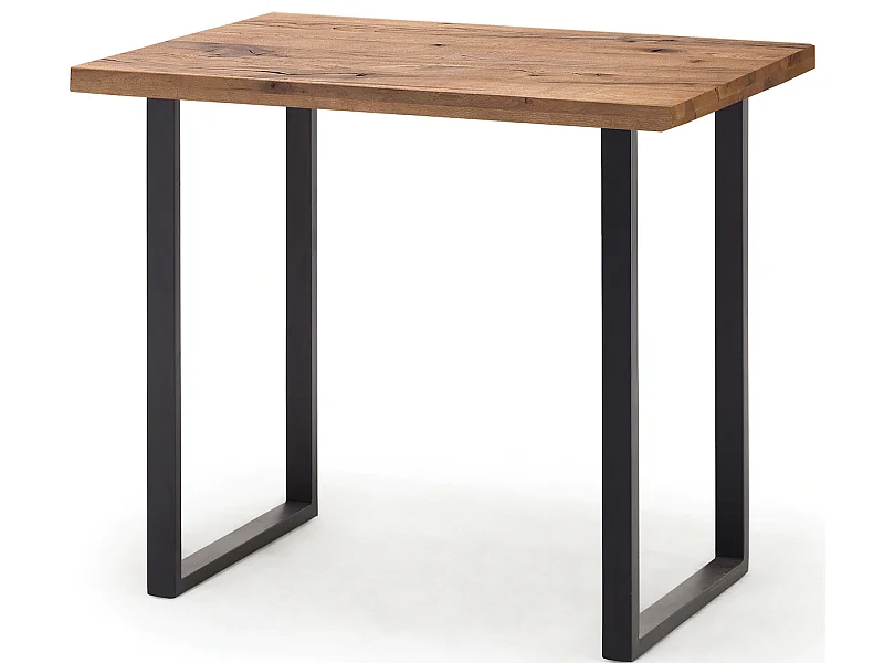 Table haute en chêne bassano et métal laqué anthracite - Longueur 120 x Hauteur 107 x Profondeur 80 cm