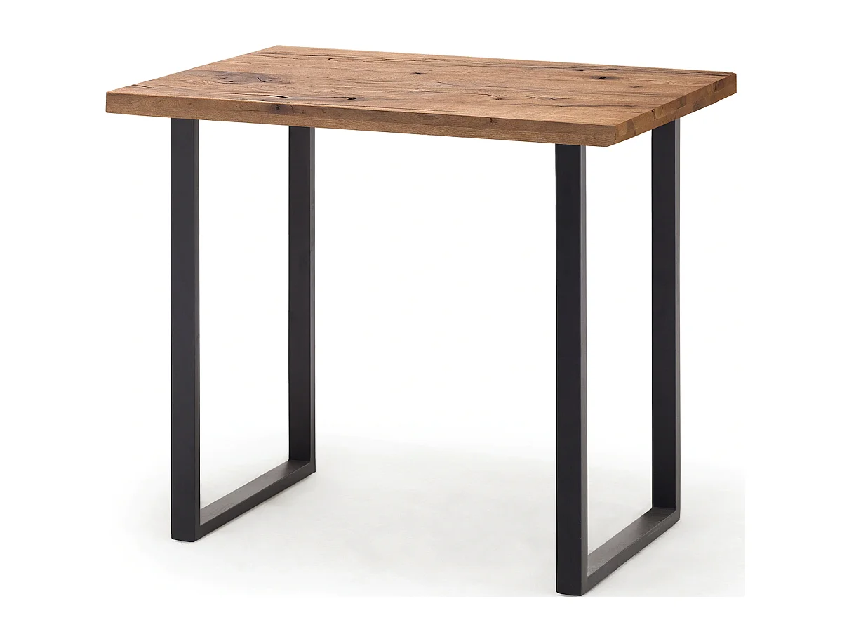 Table haute en chêne bassano et métal laqué anthracite - Longueur 120 x Hauteur 107 x Profondeur 80 cm