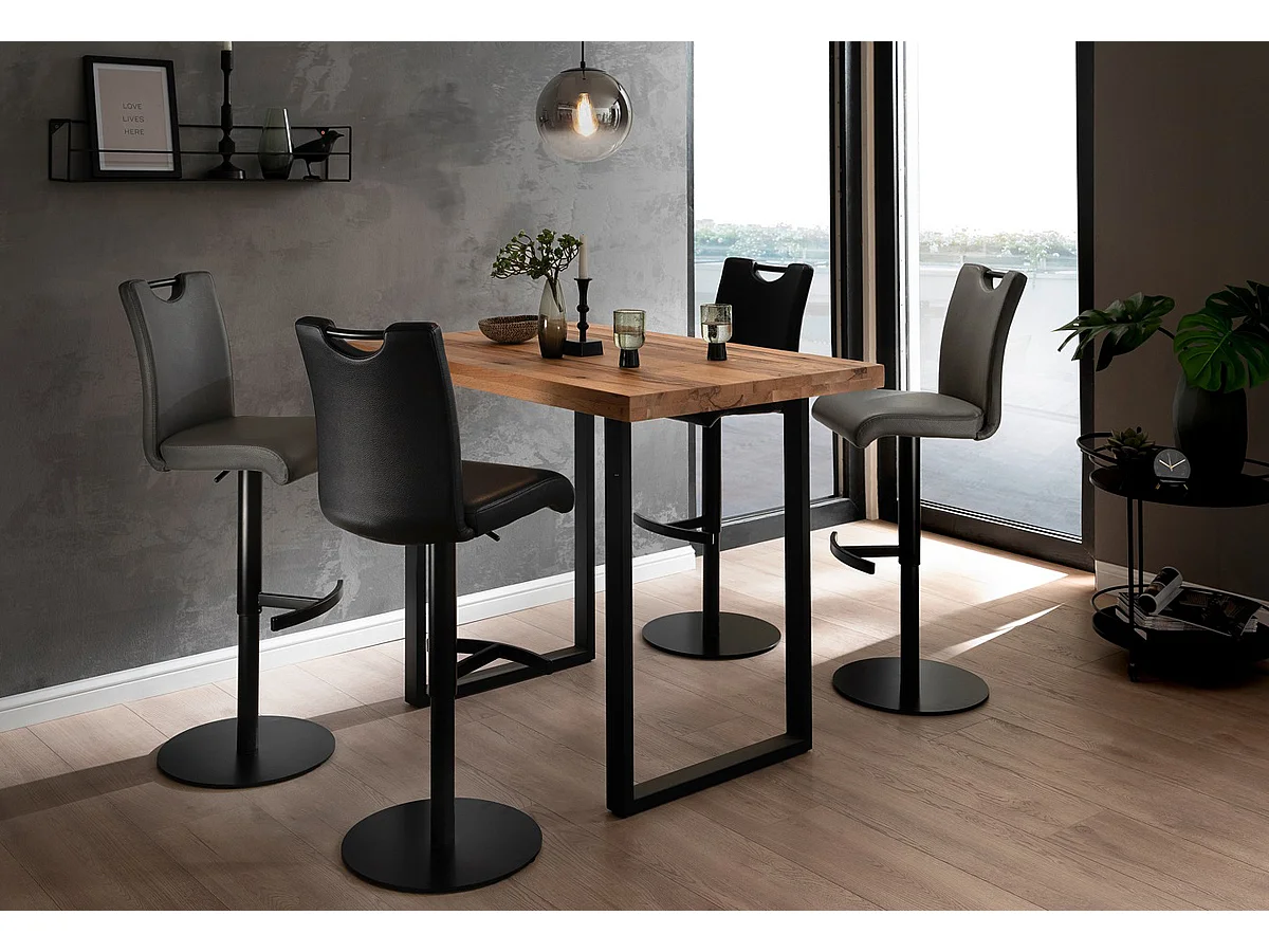 Table haute en chêne bassano et métal laqué anthracite - Longueur 160 x Hauteur 107 x Profondeur 100 cm