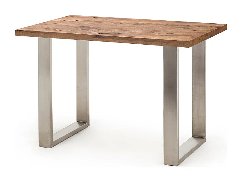 Table haute en acier et chêne bassano - Longueur 160 x Hauteur 107 x Profondeur 100 cm