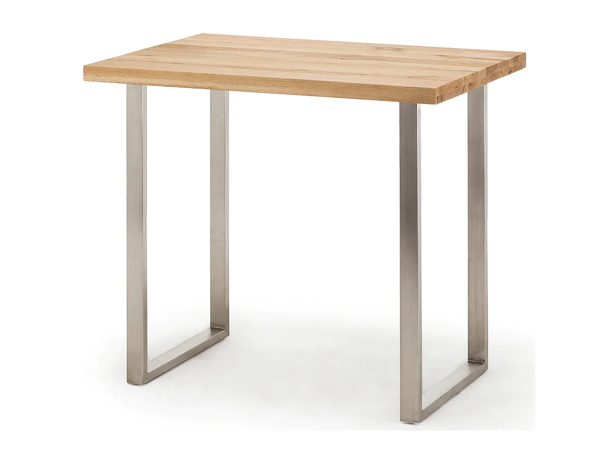 Table haute en chêne sauvage et métal laqué anthracite - Longueur 120 x Hauteur 107 x Profondeur 80 cm