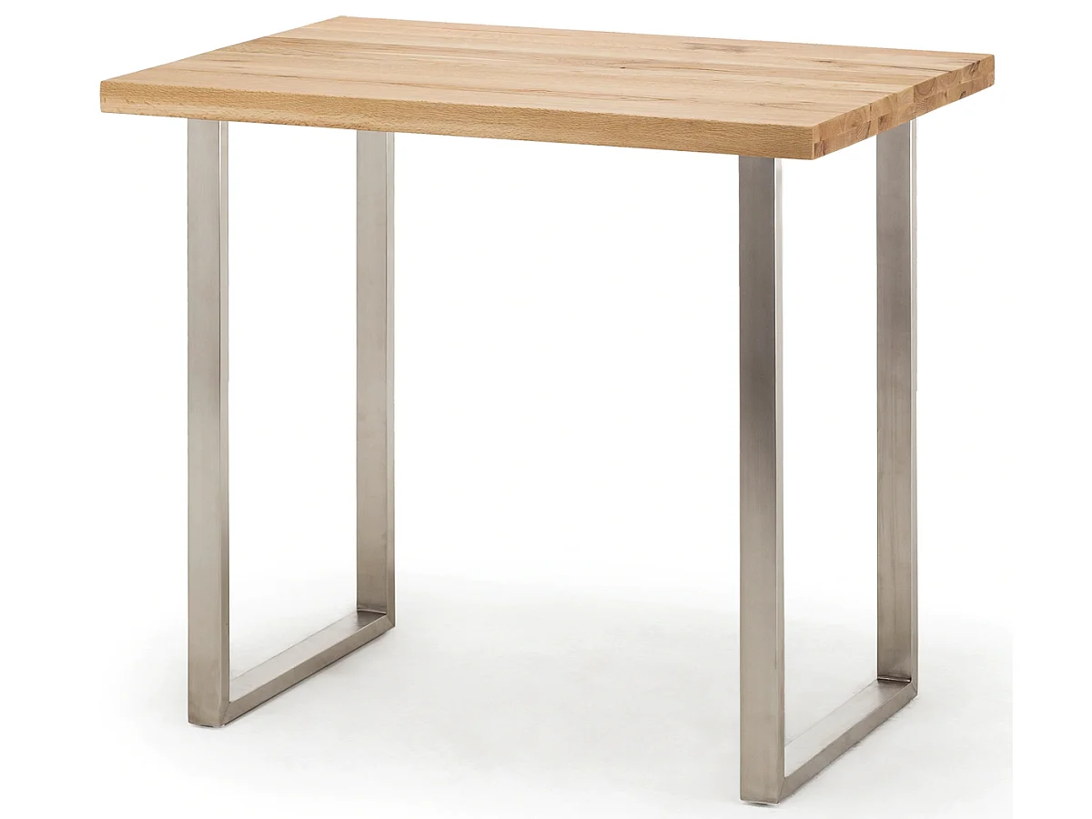 Table haute en chêne sauvage et métal laqué anthracite - Longueur 120 x Hauteur 107 x Profondeur 80 cm