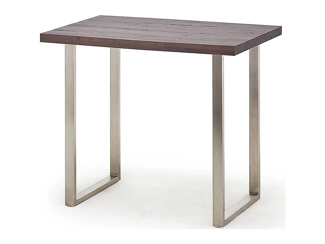 Table haute en acier et chêne tanner - Longueur 120 x Hauteur 107 x Profondeur 80 cm