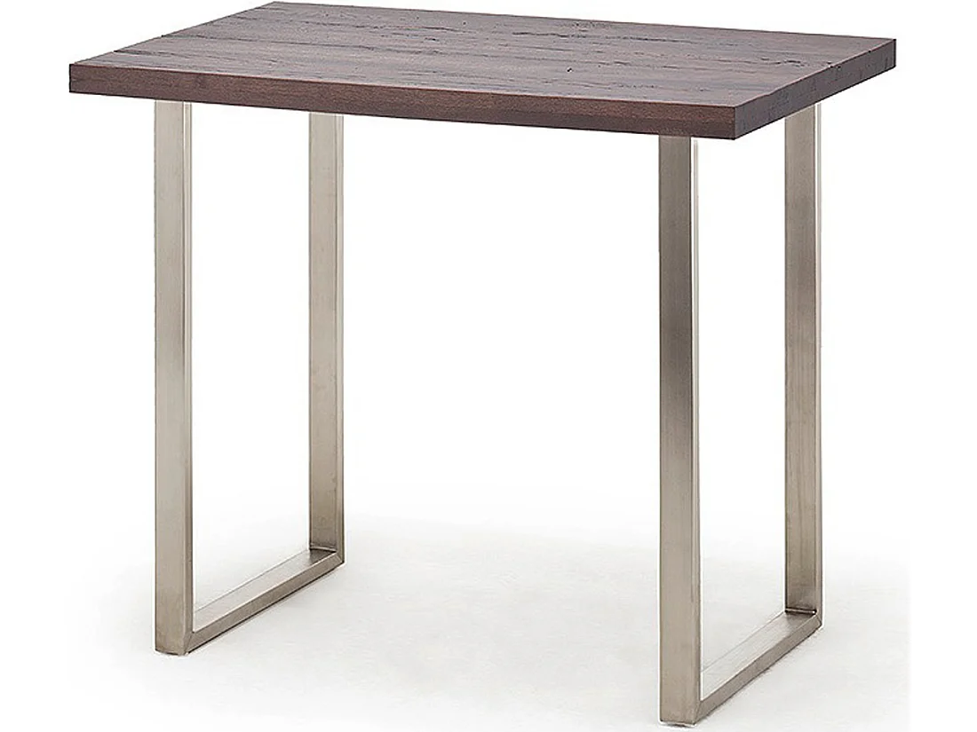 Table haute en acier et chêne tanner - Longueur 120 x Hauteur 107 x Profondeur 80 cm