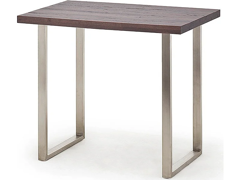 Table haute en acier et chêne tanner - Longueur 120 x Hauteur 107 x Profondeur 80 cm