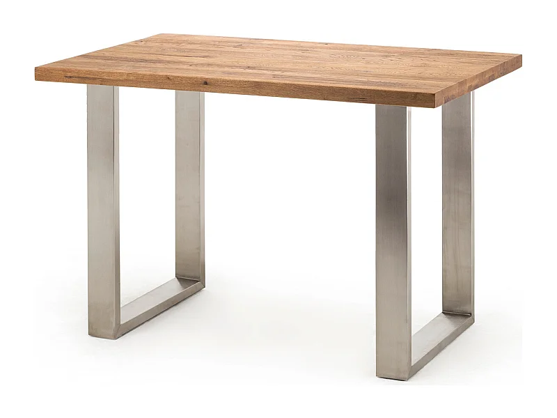 Table haute en acier et chêne sauvage - Longueur 160 x Hauteur 107 x Profondeur 100 cm