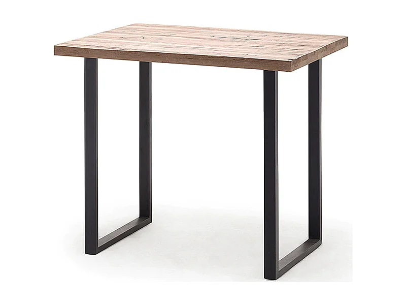 Table haute en chêne cérusé et métal laqué anthracite - Longueur 120 x Hauteur 107 x Profondeur 80 cm
