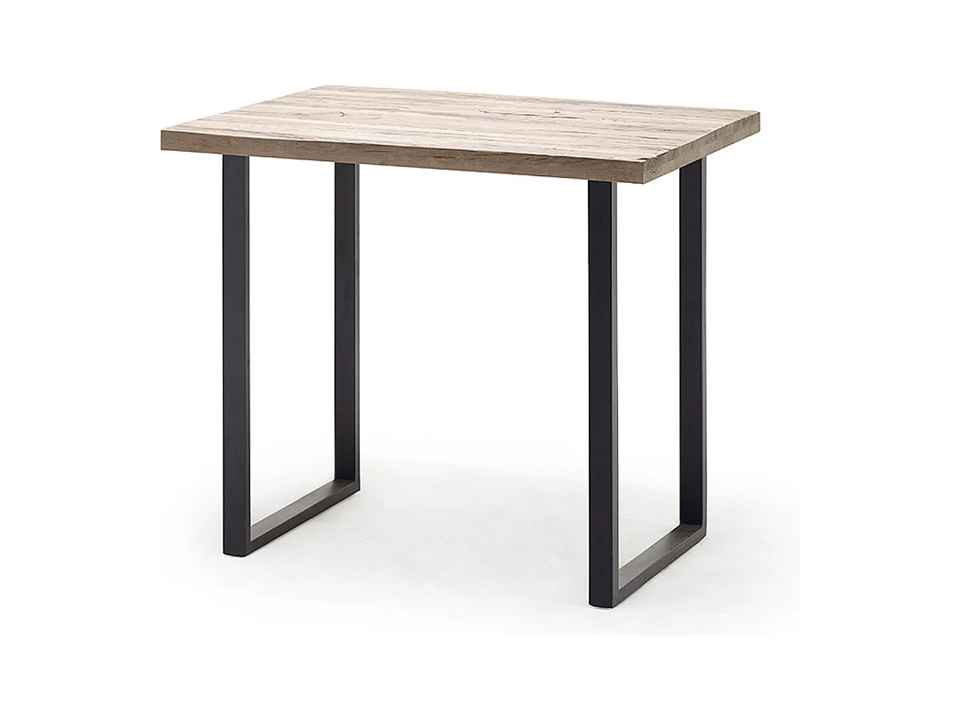 Table de bar coloris chêne blanchi / pieds coloris anthracite - Longueur 120 x Hauteur 95 x Profondeur 80 cm