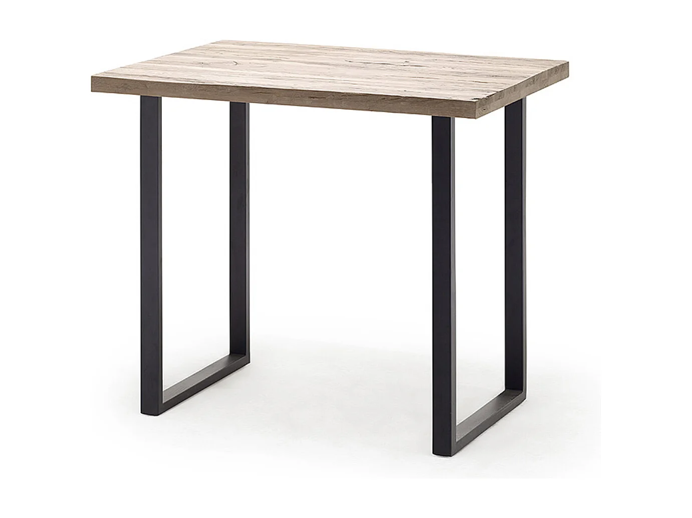 Table de bar coloris chêne blanchi / pieds coloris anthracite - Longueur 120 x Hauteur 95 x Profondeur 80 cm
