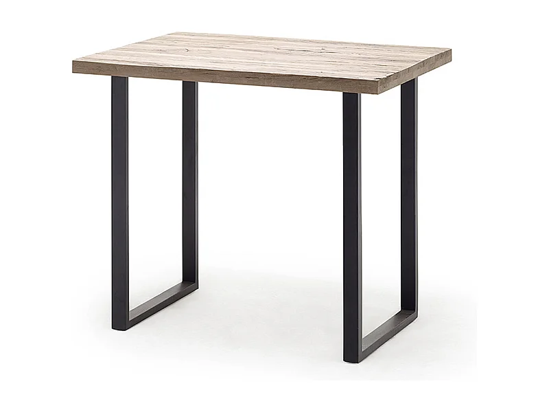 Table de bar coloris chêne blanchi / pieds coloris anthracite - Longueur 120 x Hauteur 95 x Profondeur 80 cm