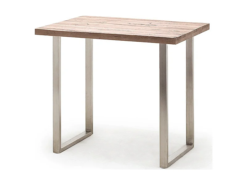 Table haute en acier et chêne cérusé - Longueur 120 x Hauteur 107 x Profondeur 80 cm