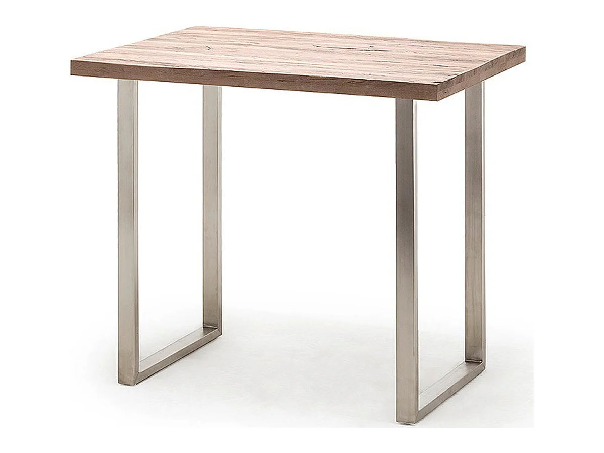 Table haute en acier et chêne cérusé - Longueur 120 x Hauteur 107 x Profondeur 80 cm