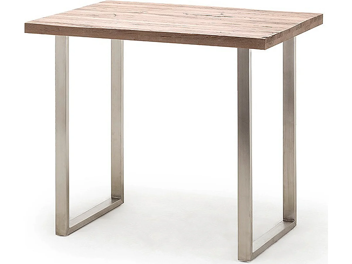 Table haute en acier et chêne cérusé - Longueur 120 x Hauteur 107 x Profondeur 80 cm