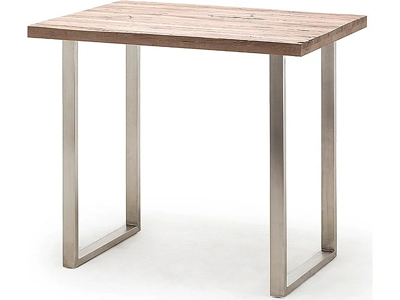 Table haute en acier et chêne cérusé - Longueur 120 x Hauteur 107 x Profondeur 80 cm