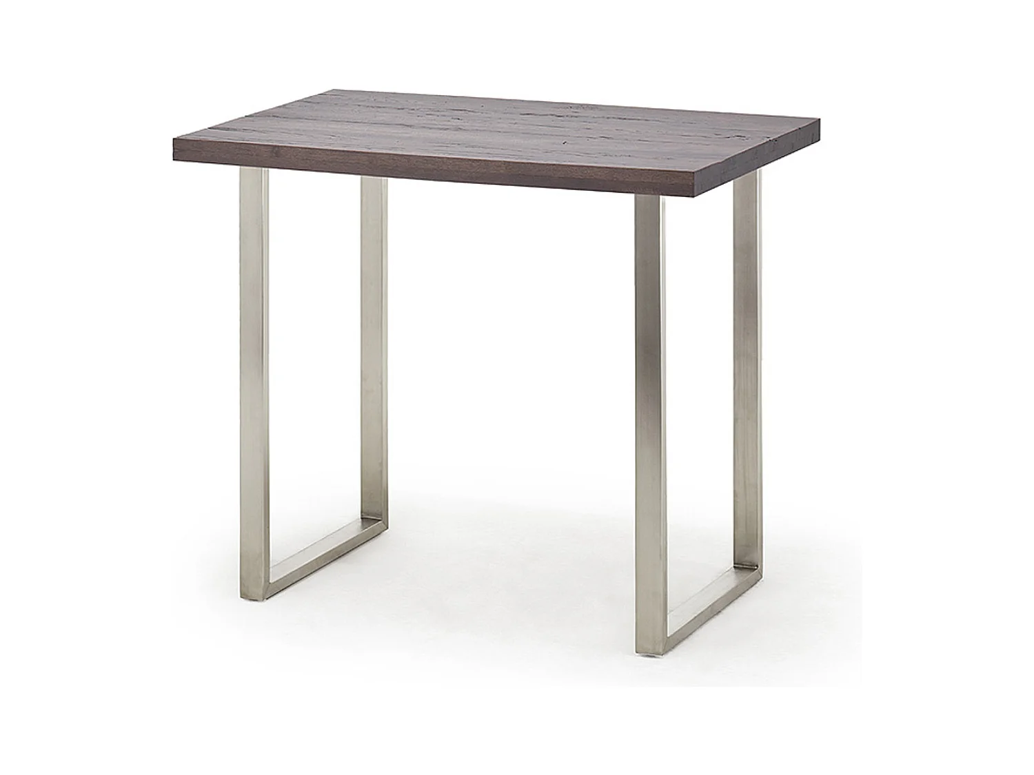 Table de bar coloris chêne vieilli / pieds en acier brossé inoxydable - Longueur 120 x Hauteur 95 x Profondeur 80 cm