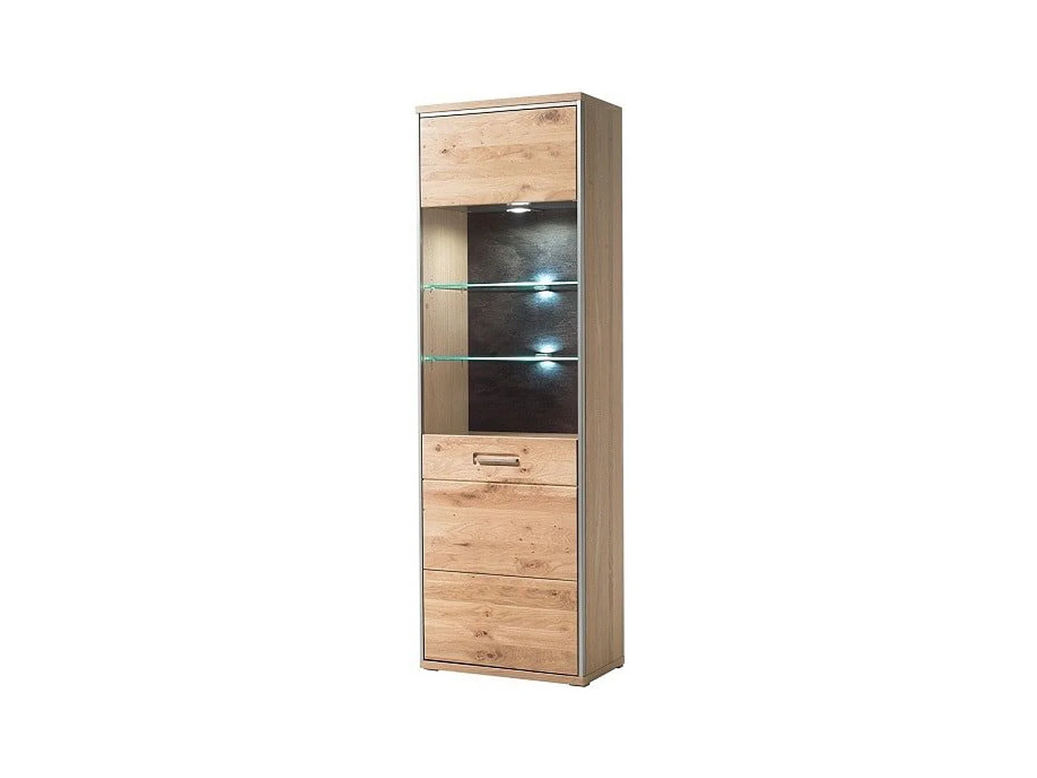 Vitrine gauche coloris chêne bianco - Longueur 64 x Hauteur 201 x Profondeur 39 cm