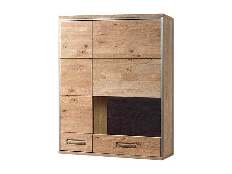 Vitrine murale gauche en chêne bianco avec LED - Longueur 94 x Hauteur 120 x Profondeur 39 cm