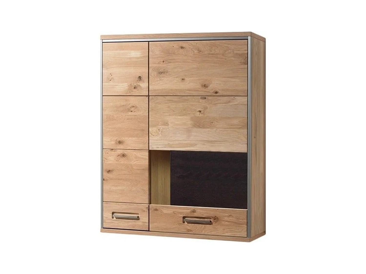 Vitrine murale gauche en chêne bianco avec LED - Longueur 94 x Hauteur 120 x Profondeur 39 cm