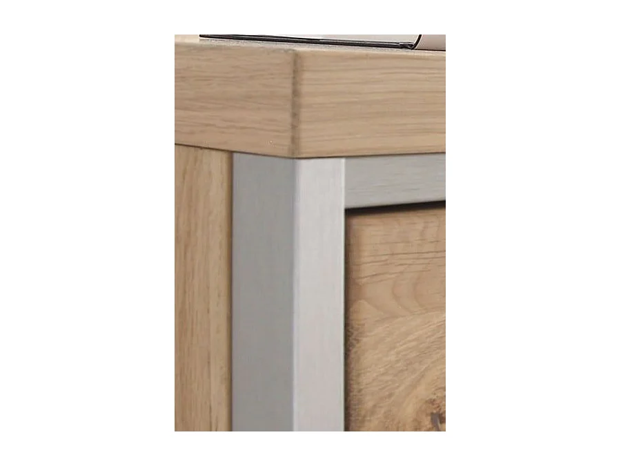 Vitrine droite coloris chêne bianco - Longueur 64 x Hauteur 201 x Profondeur 39 cm