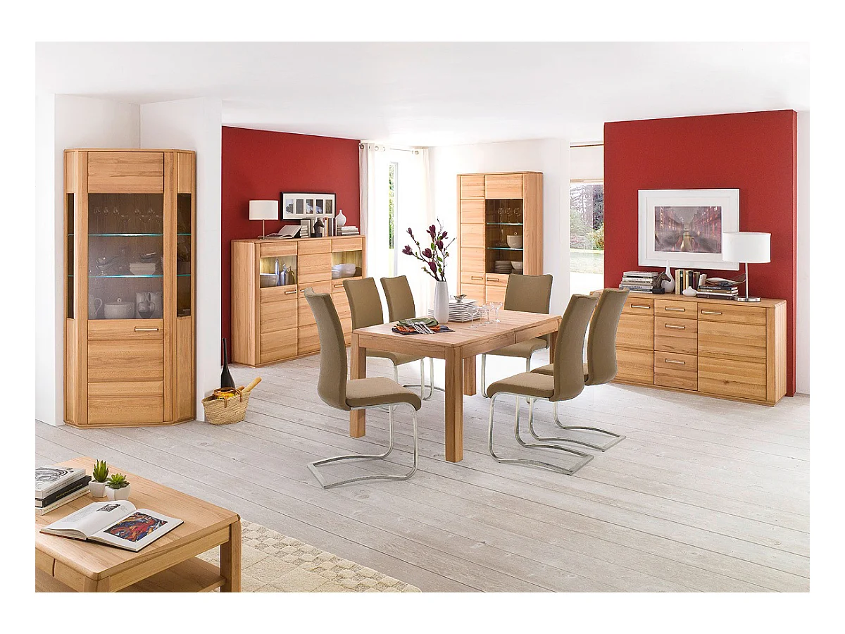 Vitrine combinée coloris hêtre huilé - Longueur 107 x Hauteur 209 x Profondeur 38 cm